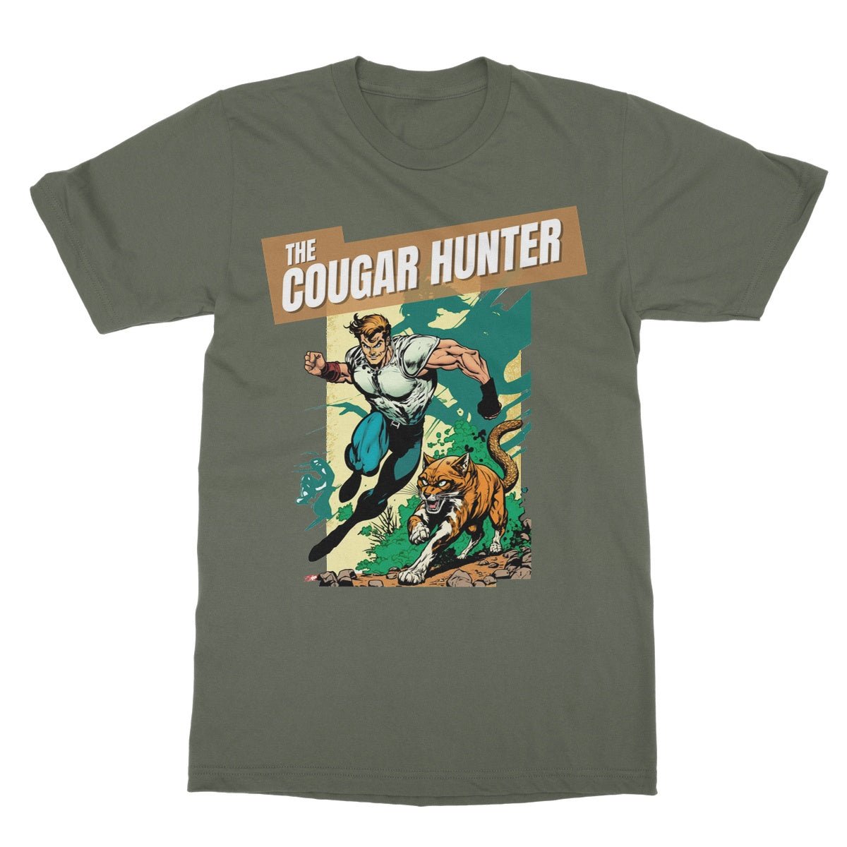 The Cougar Hunter T-Shirt - Military Green - Funny T-Shirt