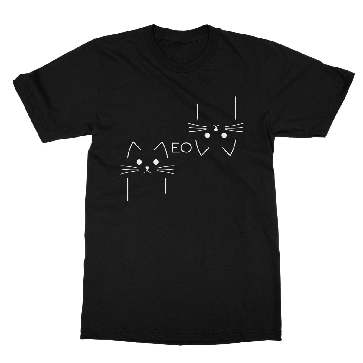 Meow Outline T-Shirt - Black - Funny T-Shirt
