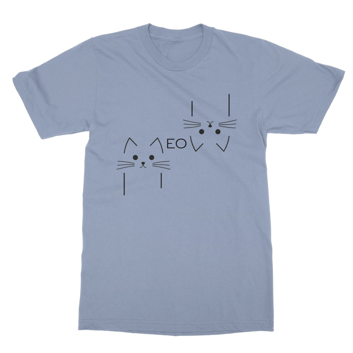 Meow Outline T-Shirt - Light Blue - Funny T-Shirt