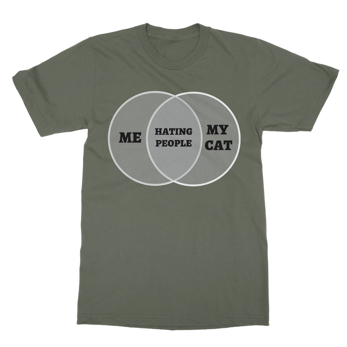 Me & My Cat Venn Diagram T-Shirt - Military Green - Funny T-Shirt
