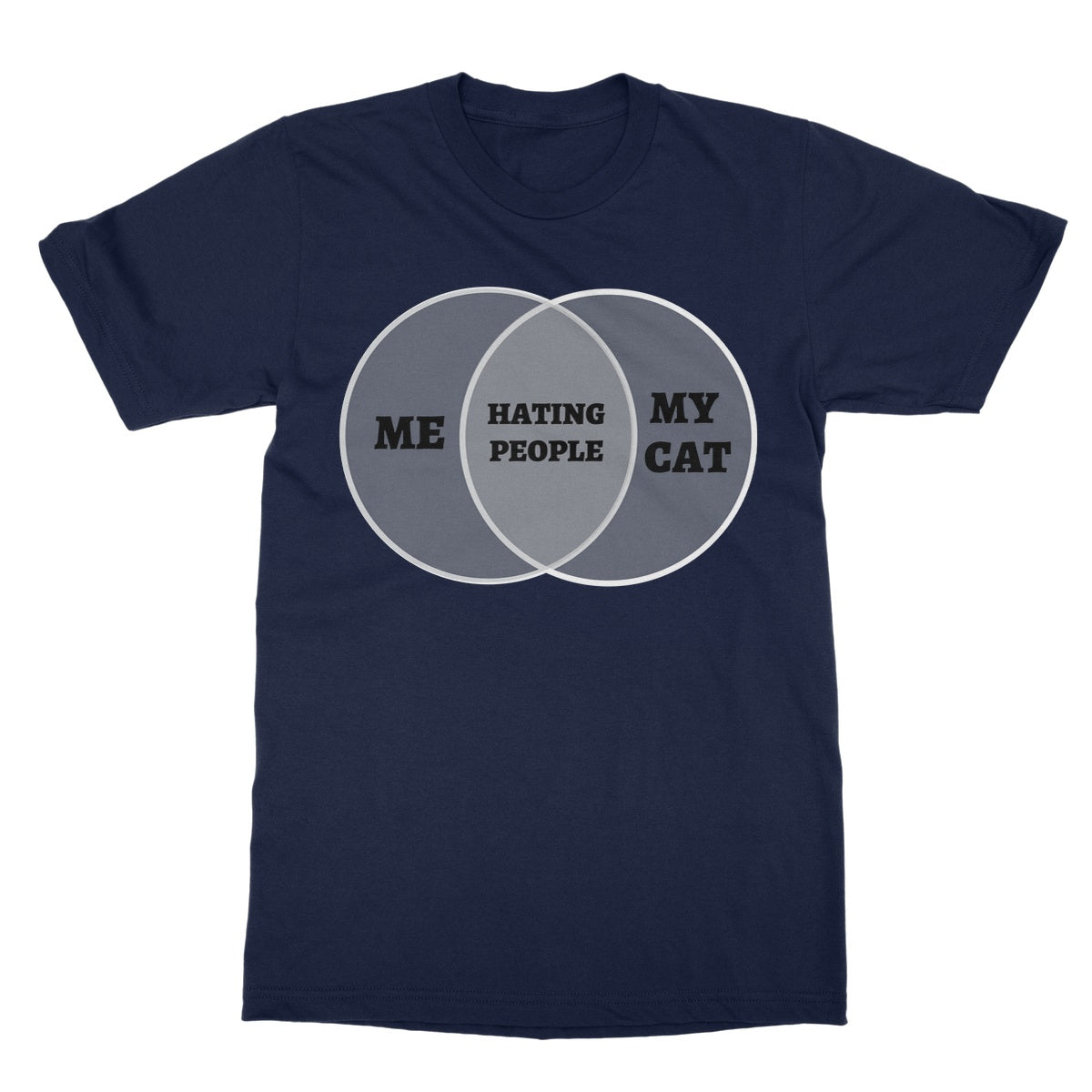 Me & My Cat Venn Diagram T-Shirt - Navy - Funny T-Shirt