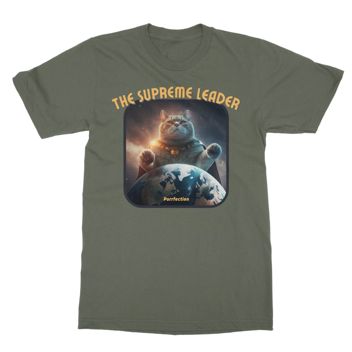 The Supreme Cat Leader T-Shirt - Military Green - Funny T-Shirt