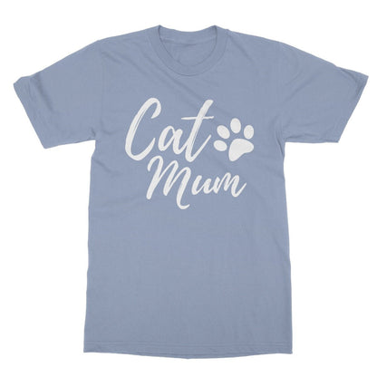 Cat Mum T-Shirt - Light Blue - Funny T-Shirt