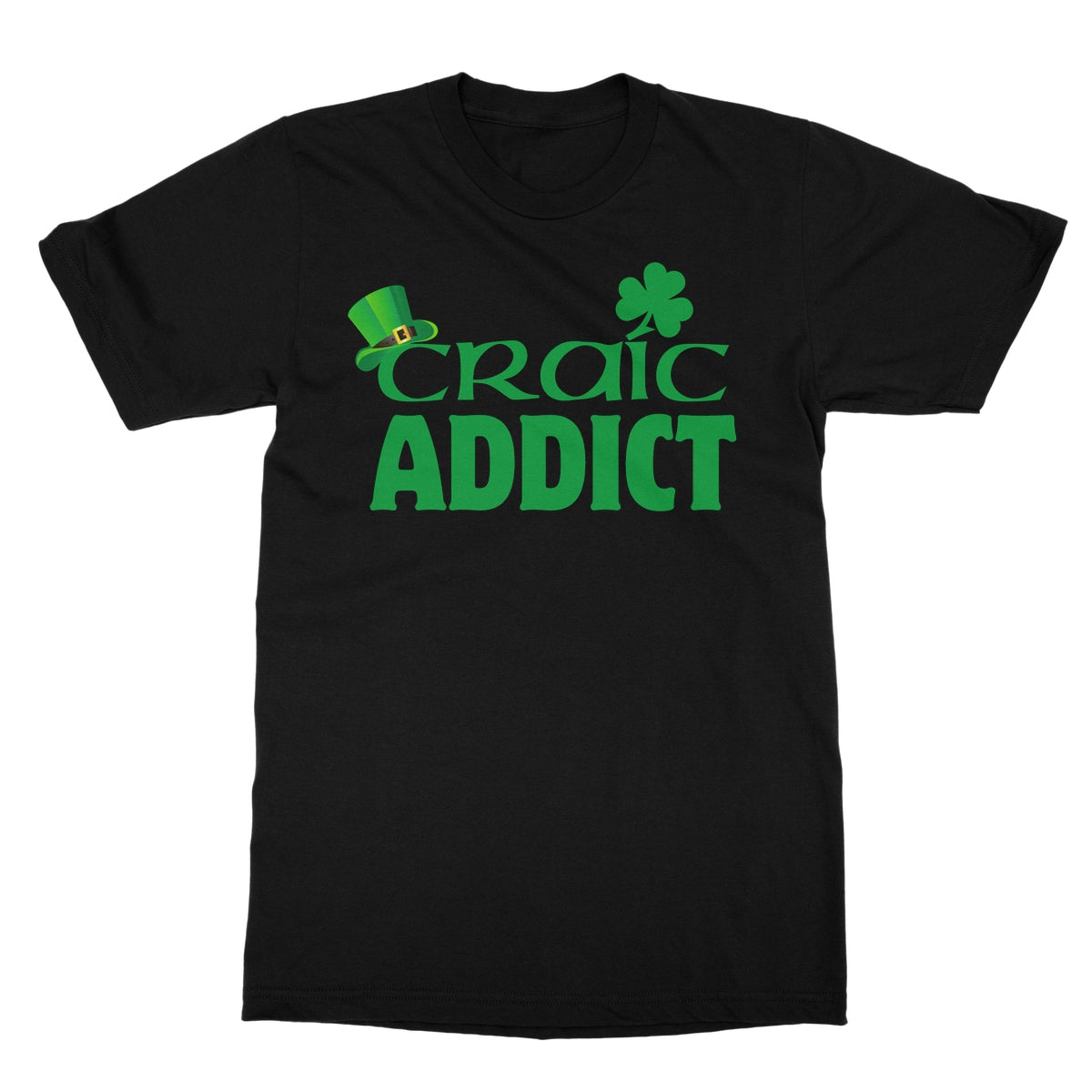 craic addict t shirt black