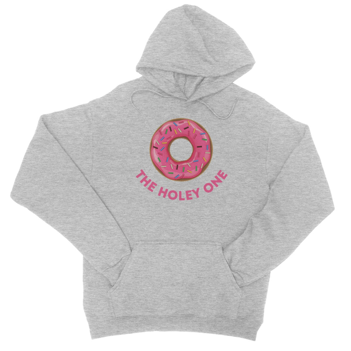 the holey donut hoodie light grey