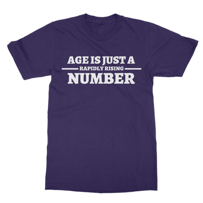 Age Is Just A Rapidly Rising Number T-Shirt - Purple - Funny T-Shirt