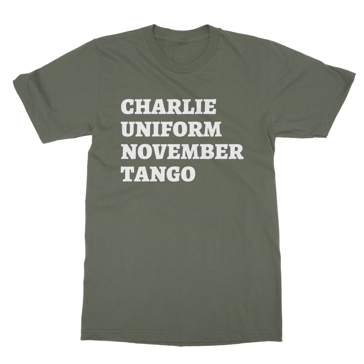 Charlie Uniform November Tango T-Shirt - Military Green - Funny T-Shirt