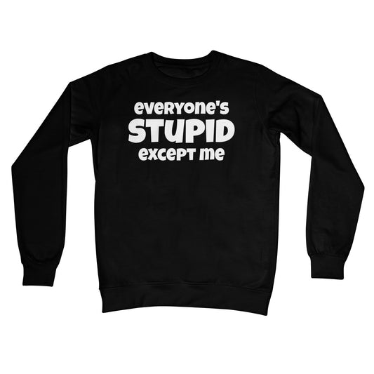 everyone is stupid except me jumper black