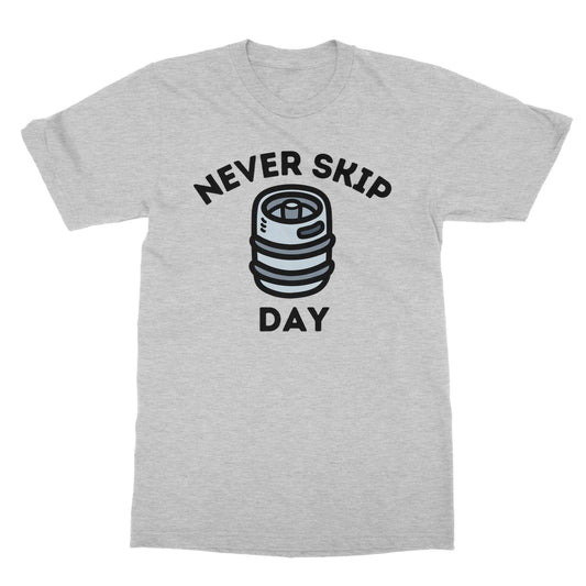 never skip keg day t shirt light grey