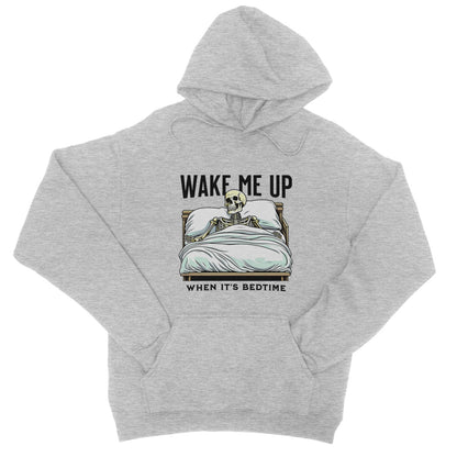 Wake Me Up When It's Bedtime Hoodie - Heather Grey - Funny Hoodie