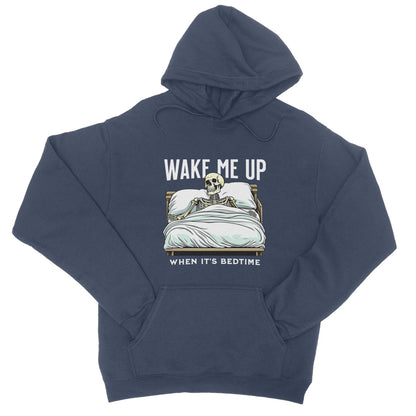 Wake Me Up When It's Bedtime Hoodie - Oxford Navy - Funny Hoodie